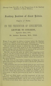 Cover of: On the prevention of consumption