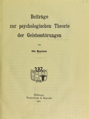 Cover of: Beitr©Þge zur psychologischen Theorie der Geistesst©œrungen