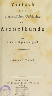 Cover of: Versuch einer pragmatischen Geschichte der Arzneikunde