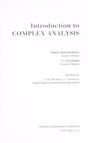 Cover of: Introduction to complex analysis