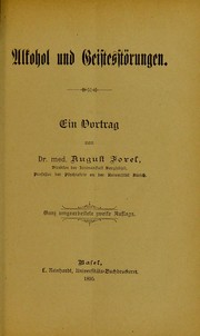Cover of: Alkohol und Geistesstörungen: Ein Vortrag