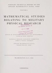 Cover of: Mathematical studies relating to military physical research