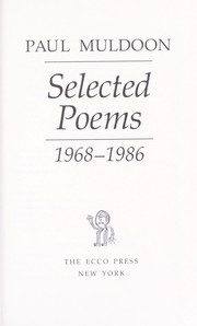 Cover of: Selected poems, 1968-1986