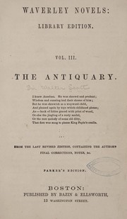 Cover of: The antiquary ... by Sir Walter Scott