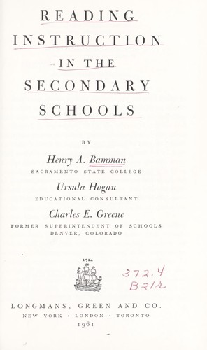 Reading instruction in the secondary schools