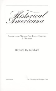 Cover of: Historical Americana: books from which our early history is written