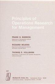 Cover of: Principles of operations research for management