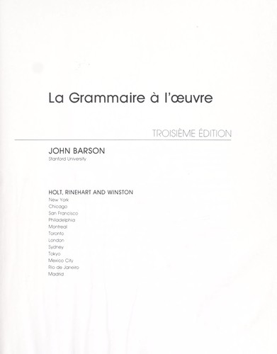 La grammaire a l’oeuvre