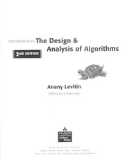 Cover of: Introduction to the design & analysis of algorithms