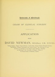 Cover of: Application from David Newman, M.D.(Hon.), C.M., F.F.P.S.G. ..