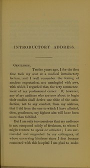 Cover of: An introductory lecture delivered at the Westminster Hospital on the occasion of the opening of the medical session, October 1, 1863