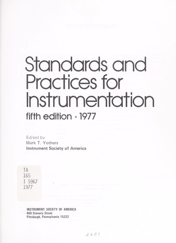 Standards and practices for instrumentation.