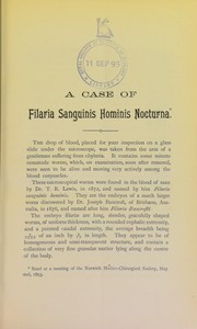 Cover of: A case of filaria sanguinis hominis nocturna