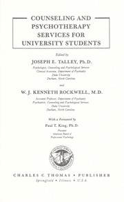 Cover of: Counseling and psychotherapy services for university students