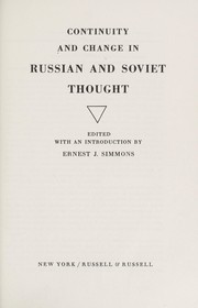 Continuity and change in Russian and Soviet thought by Joint Committee on Slavic Studies.
