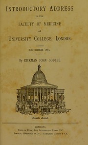 Cover of: Introductory address in the Faculty of Medicine at University College: London, October, 1889