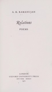 Cover of: Relations: poems by A. K. Ramanujan