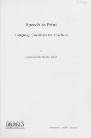 Cover of: Speech to print by Louisa Cook Moats