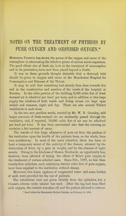 Cover of: Notes on the treatment of phthisis by pure oxygen and ozonised oxygen