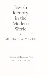 Cover of: Jewish identity in the modern world by Michael A. Meyer