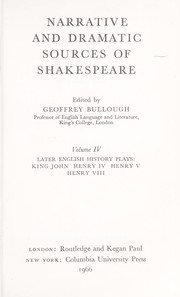 Cover of: Narrative and dramatic sources of Shakespeare.