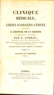 Cover of: Clinique m©♭dicale, ou choix d'observations recueillies ©  l'hospital de la Charit©♭ (clinique de M. Lerminier) ..