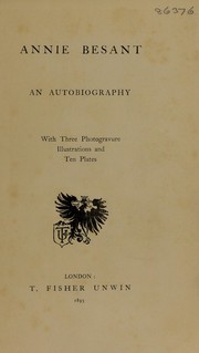 Cover of: Annie Besant: an autobiography ...