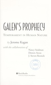 Cover of: Galen's prophecy: temperament in human nature