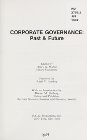 Cover of: Corporate governance, past & future