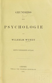Cover of: Grundriss der Psychologie