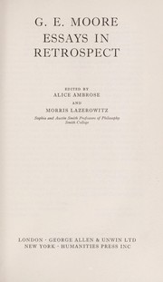 Cover of: G.E. Moore: essays in retrospect