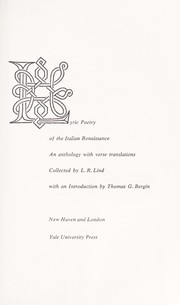 Cover of: Lyric poetry of the Italian Renaissance by L. R. Lind