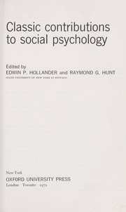 Cover of: Classic contributions to social psychology.