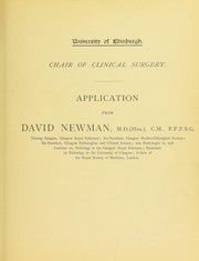 Cover of: Application from David Newman, M.D.(Hon.), C.M., F.F.P.S.G. ..