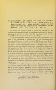 Cover of: Observations on some of the colouring matters of the bile and urine, with especial reference to their origin: and on an easy method of procuring haematin from blood
