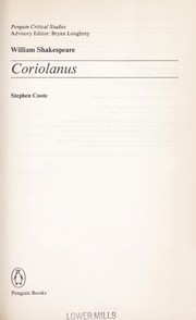 Cover of: William Shakespeare, Coriolanus by Stephen Coote
