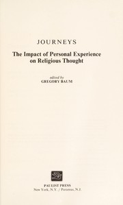 Cover of: Journeys: the impact of personal experience on religious thought