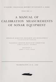Cover of: A manual of calibration measurements of sonar equipment
