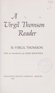 Cover of: A Virgil Thomson reader