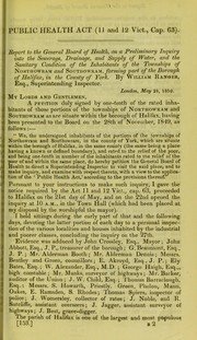 Cover of: Report to the General Board of Health on a preliminary inquiry into the sewerage, drainage, and supply of water, and the sanitary condition of the inhabitants of the townships of Northowram and Southowram