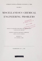 Cover of: Miscellaneous chemical engineering problems