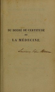 Cover of: Du degr©♭ de certitude de la m©♭decine