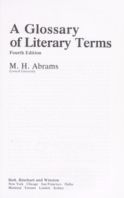 Cover of: A glossary of literary terms