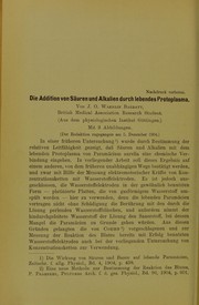 Cover of: Die Addition von S©Þuren und Alkalien durch lebendes Protoplasma