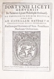 Cover of: Fortunii Liceti ... De proriorum operum historia libro duo