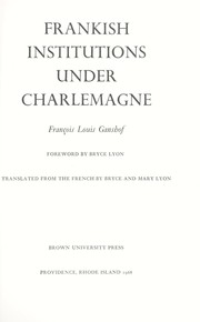 Cover of: Frankish institutions under Charlemagne.