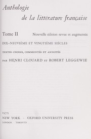 Cover of: Anthologie de la littérature française: textes choisis, commentés et annotés
