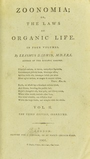 Cover of: Zoonomia : or, The laws of organic life