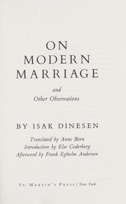 Cover of: On modern marriage: and other observations