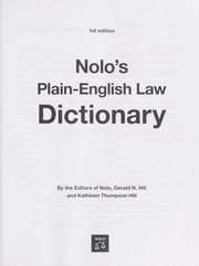 Cover of: Nolo's plain-English law dictionary